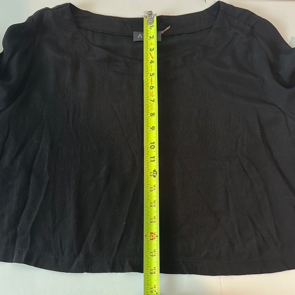 Astr Black Silk with Bead Cuffed Sleeve Crop Blouse - Picture 8 of 8